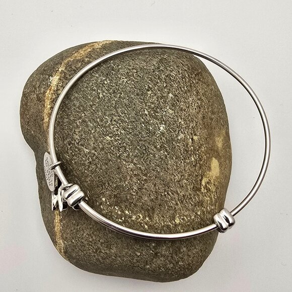 Peanuts Snoopy & Woodstock Silver Plate Charm Slider Bangle Bracelet Adjustable - Picture 5 of 5